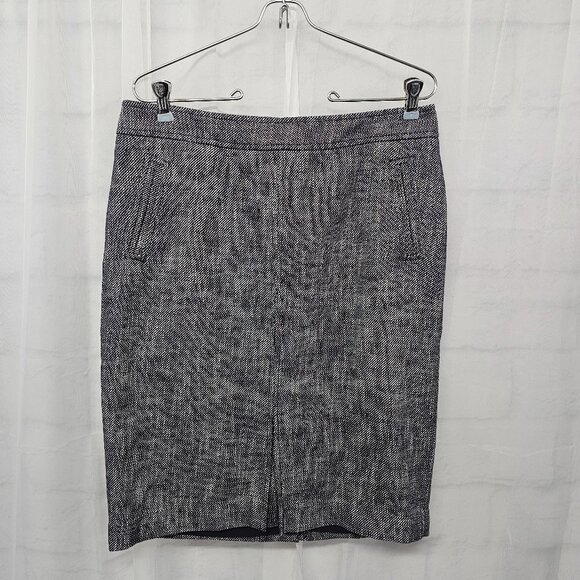 Ann Taylor Pencil Skirt Navy Blue Marled Office Classic Coquette 10 - Picture 1 of 13